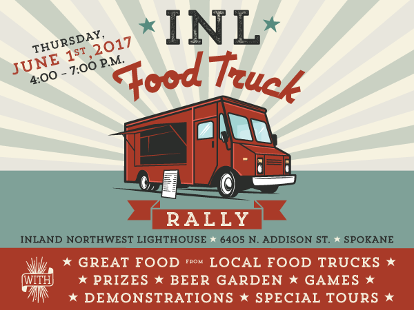 Invitation graphic of INL Food Truck Rally with graphic of a food truck