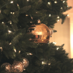 A close-up image of a decorated tree at the Sunset Club