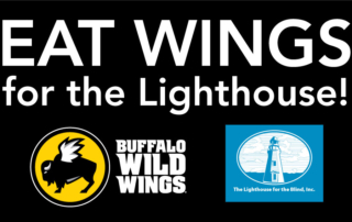 Eat Wings for the Lighthouse graphic with Buffalo Wild Wings and Lighthouse logos