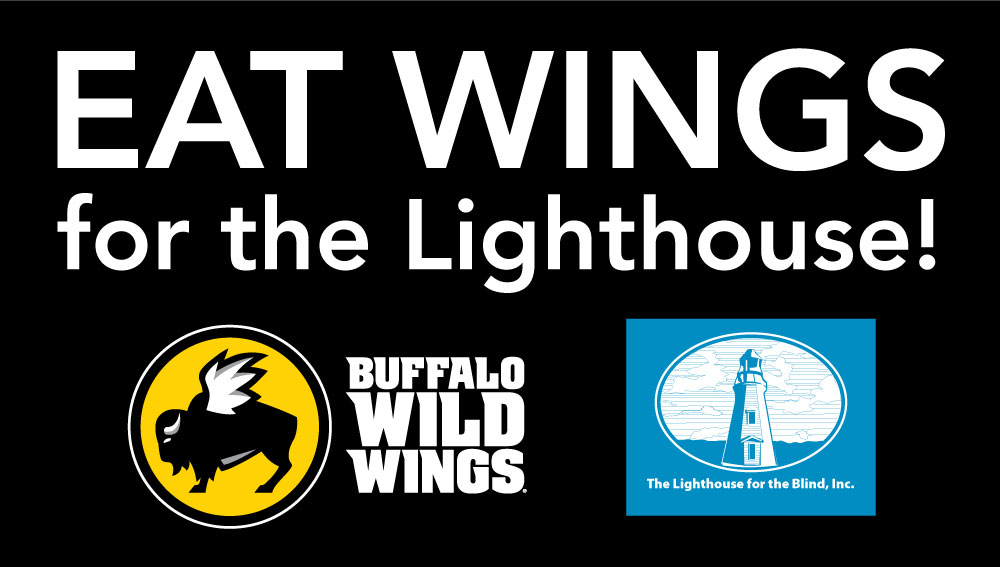 Eat Wings for the Lighthouse graphic with Buffalo Wild Wings and Lighthouse logos