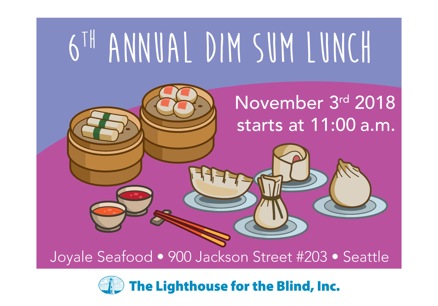 6th Annual Dim Sum Lunch graphic with dumplings