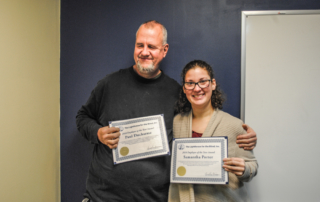 Photo with caption: 2018 Lighthouse Employee of the Year Award Winners  Paul Ducharme (left) and Samantha Porter (right)