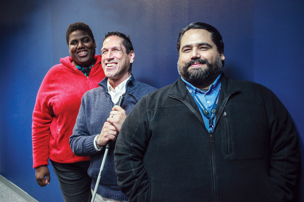 LHWaterfrontWide-3 Lighthouse Contact Center Representatives Meka White, Robert Studebaker, and Ramon Rodriguez