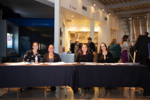 Table with women smiling