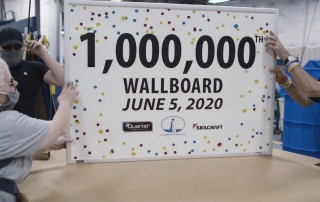 Photo of one millionth wallboard being manufactured