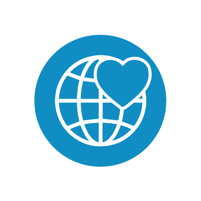 icon of heart with globe behind it