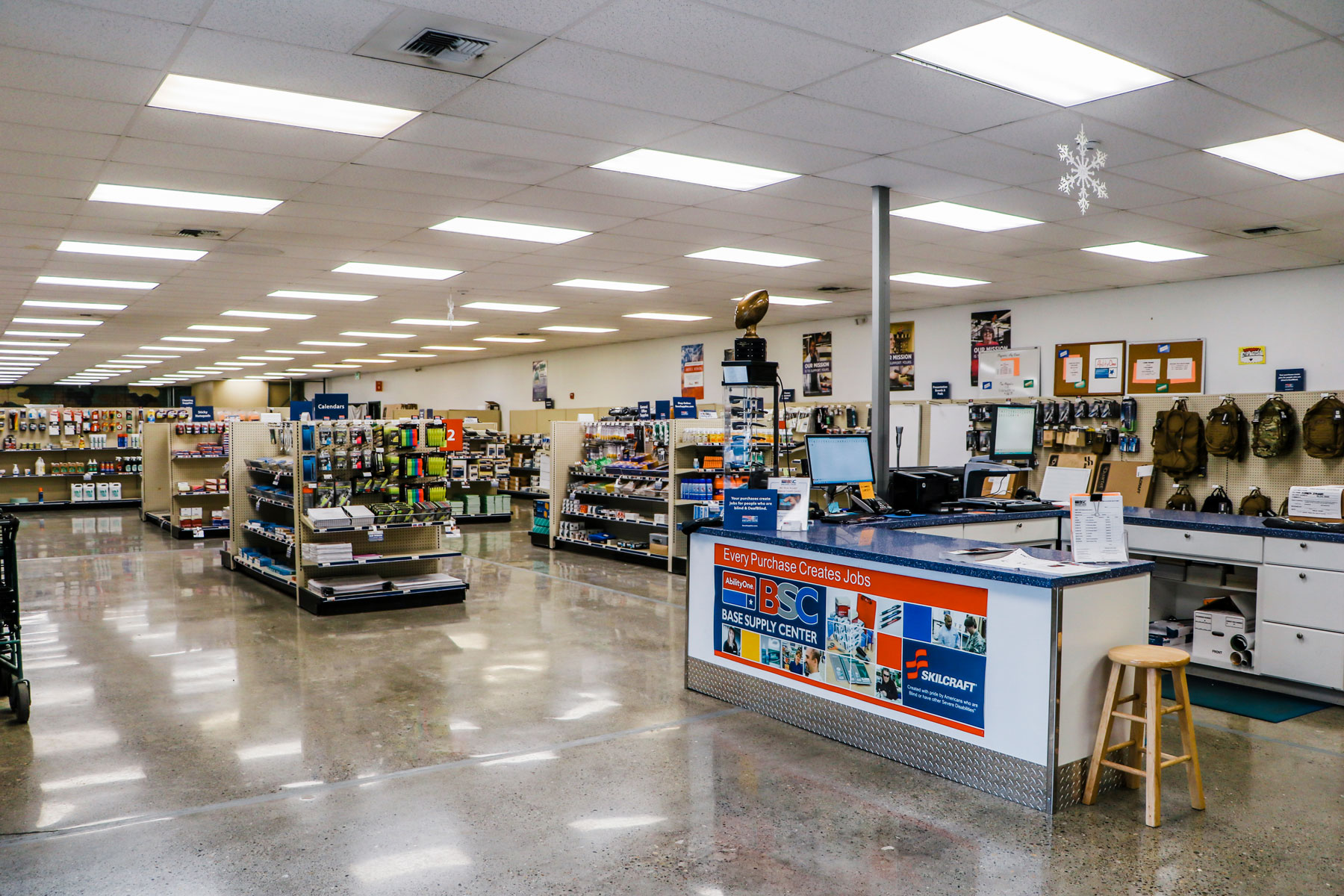Inside view of a Base Supply Center store.
