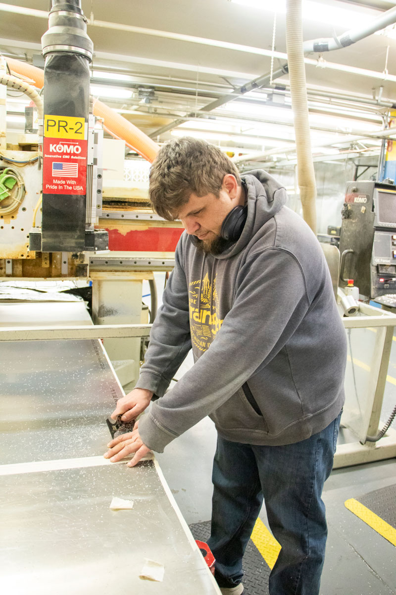 Nick Nathan working in the Machine Shop in the Seattle facility