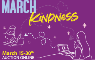 March Kindness graphic with an illustration of a student and instructor connecting through computers