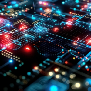 Computer Circuit Board lit up