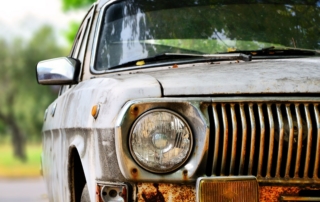front headlight of old American car