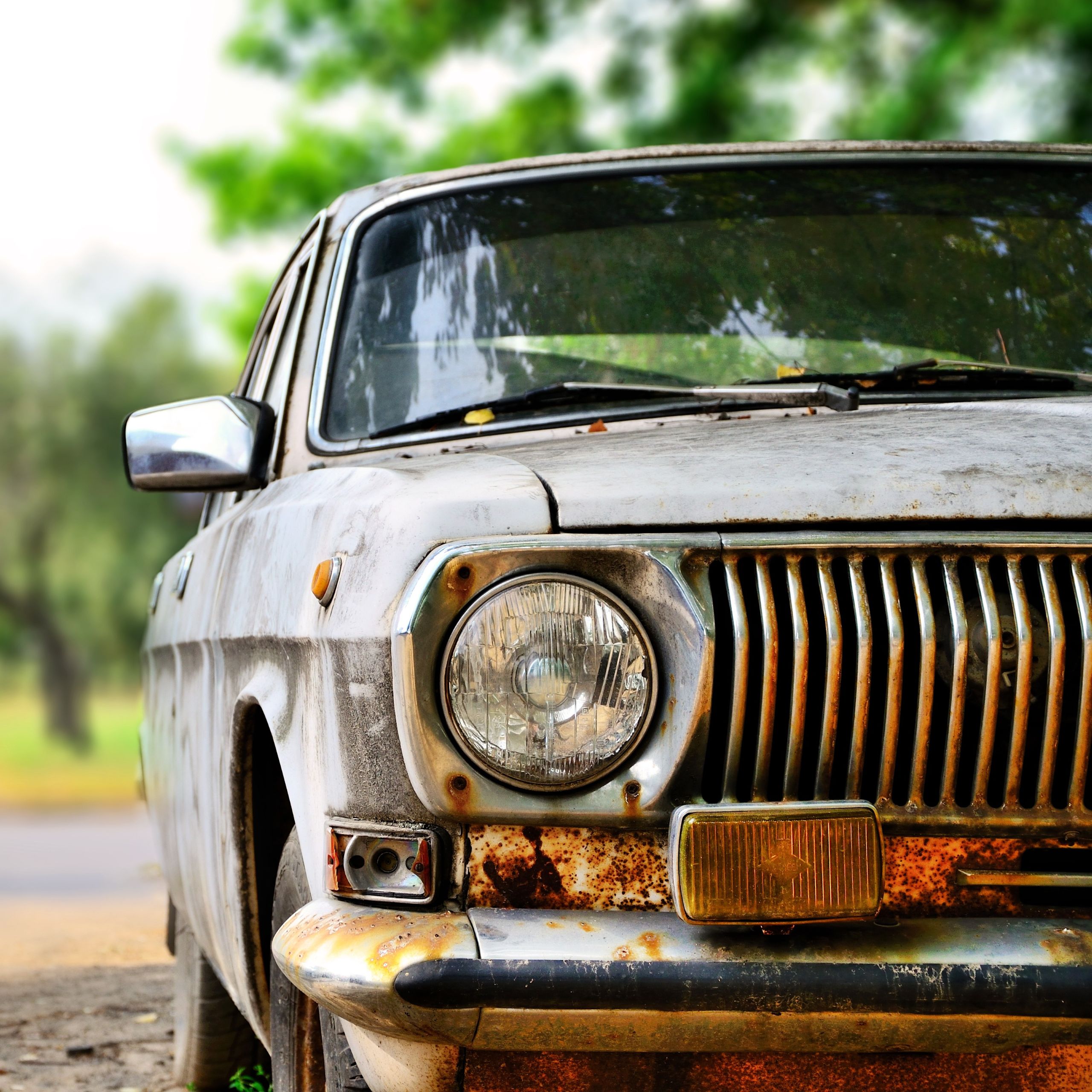 front headlight of old American car